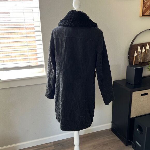 Vintage Black Button Front Jacket with Faux Fur Trim Size XL - Picture 3 of 8